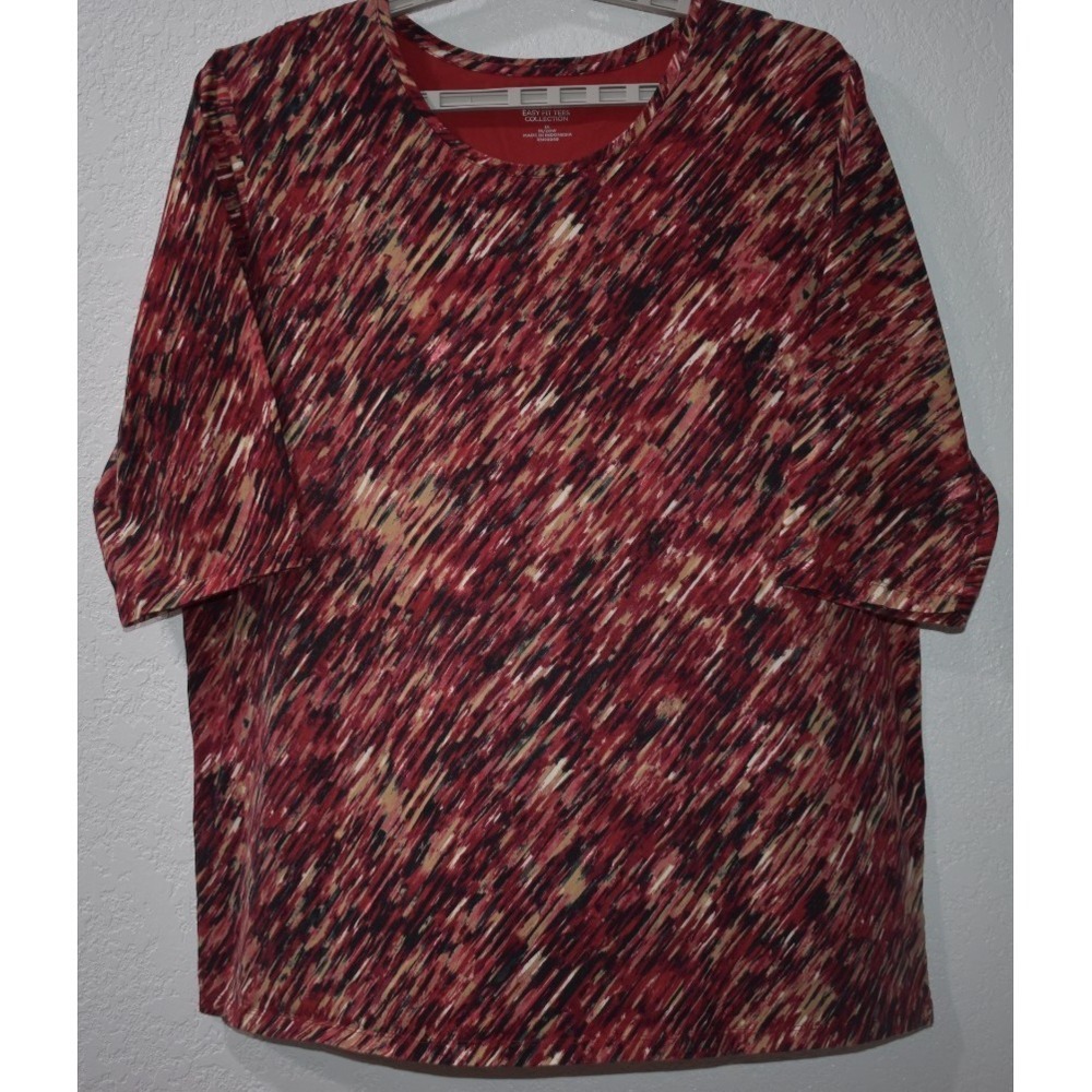 CATHERINES 1X Easy Fit Tee Half Sleeve‎ Artsy Abstract Print Pullover 18/20W Top